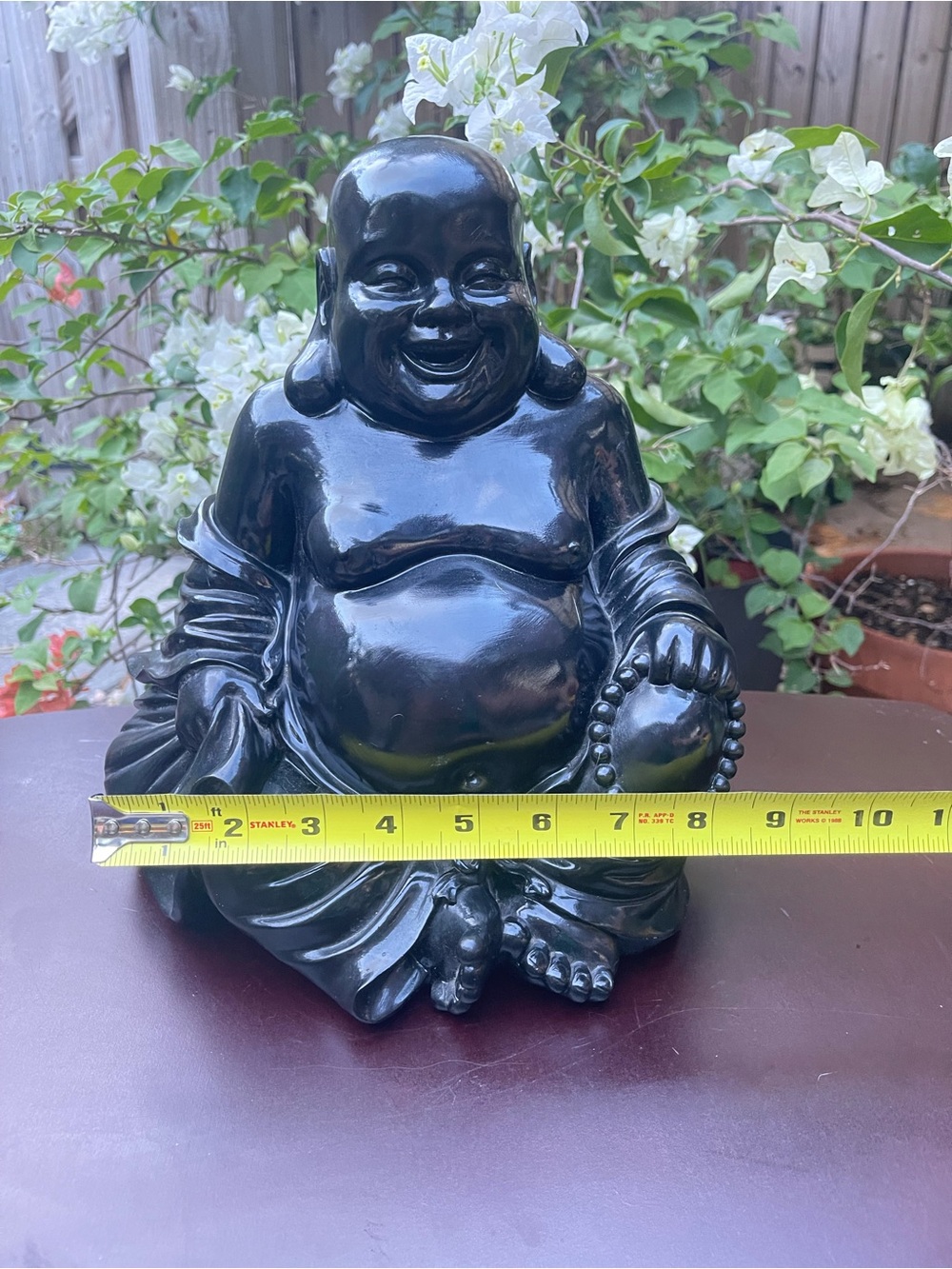 Black Laughing Buddha Figurine - Decorative Home Art - Picture 4 of 8